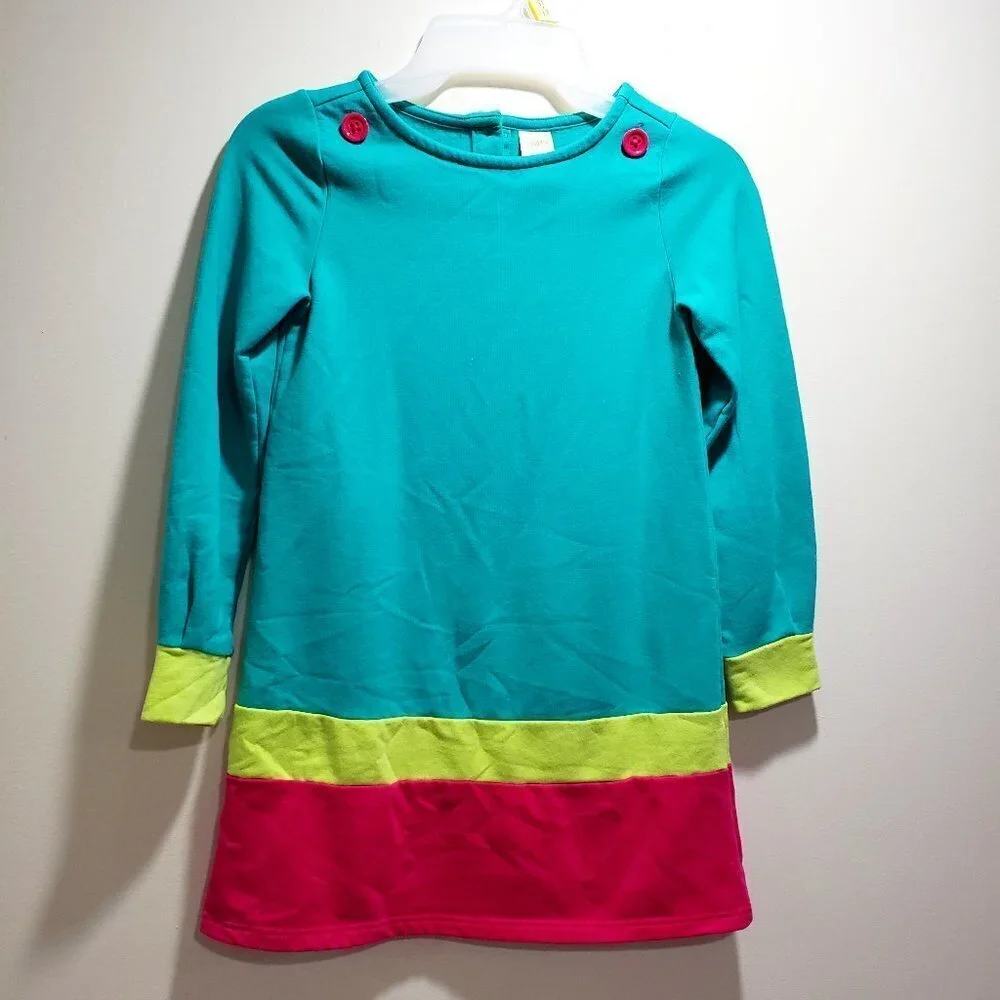 Gymboree Girls’ Size 8 Colorful Long Sleeve Dress – Button Back Design